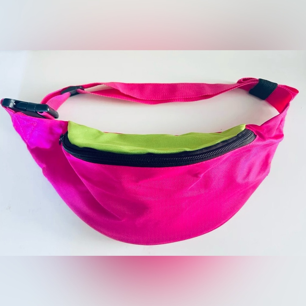 Color Black Fanny Pack Waist Bag Retro Running Sling Bag Neon Pink Green